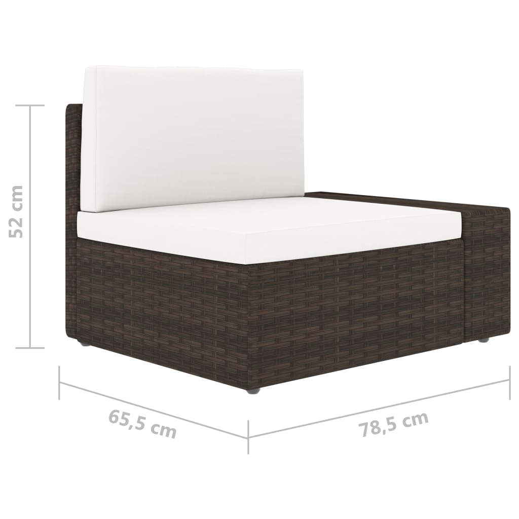 Divano ad Angolo Modulare Bracciolo Sinistro Polyrattan Marrone - homemem39