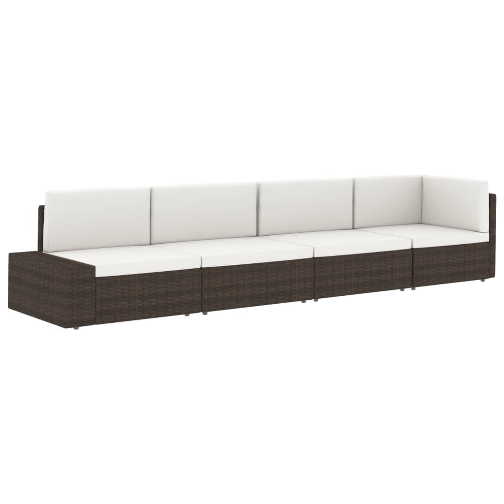 Divano ad Angolo Modulare Bracciolo Sinistro Polyrattan Marrone - homemem39