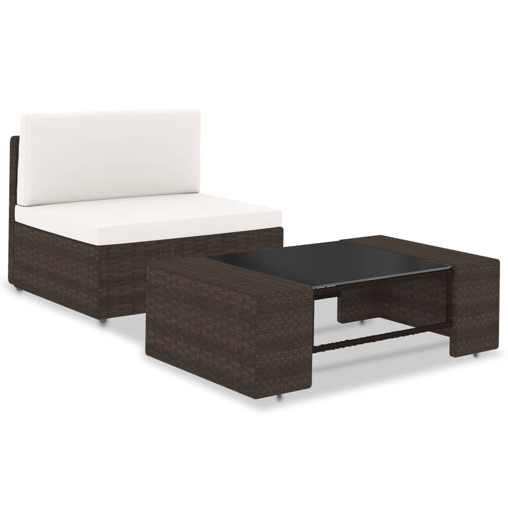 Set Divani da Giardino 2 pz in Polyrattan Marrone - homemem39