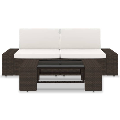 Set Divani da Giardino 3 pz in Polyrattan Marrone - homemem39