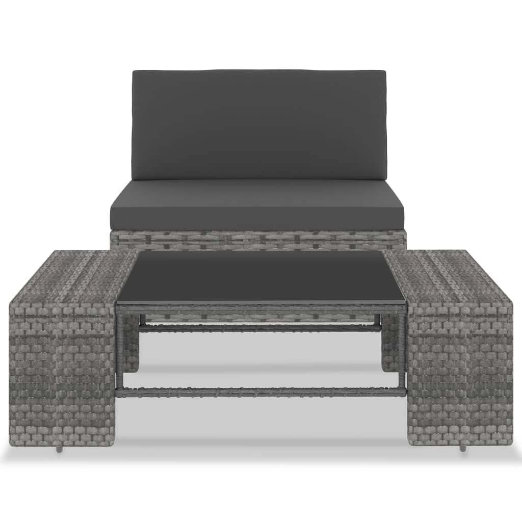 Set Divani da Giardino 2 pz in Polyrattan Grigio - homemem39