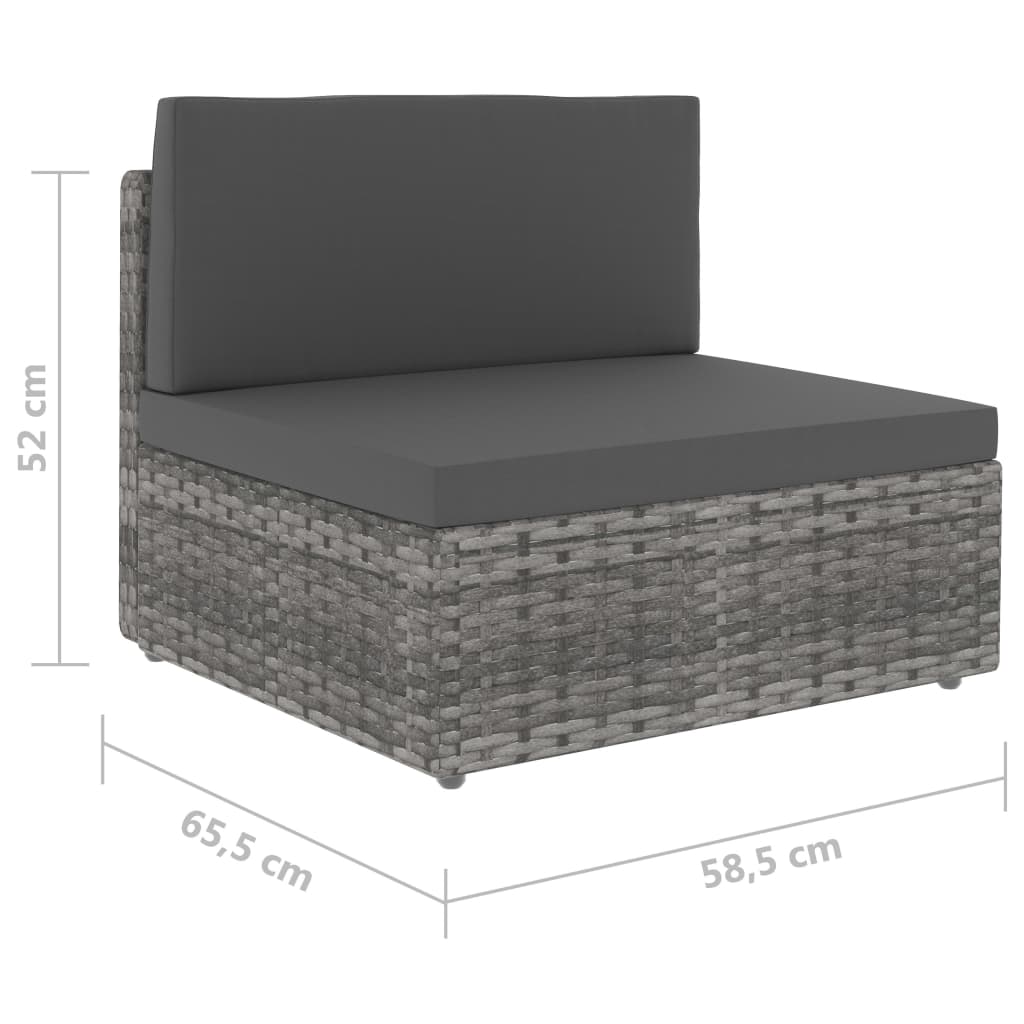 Divano Modulare a 2 Posti in Polyrattan Grigio - homemem39