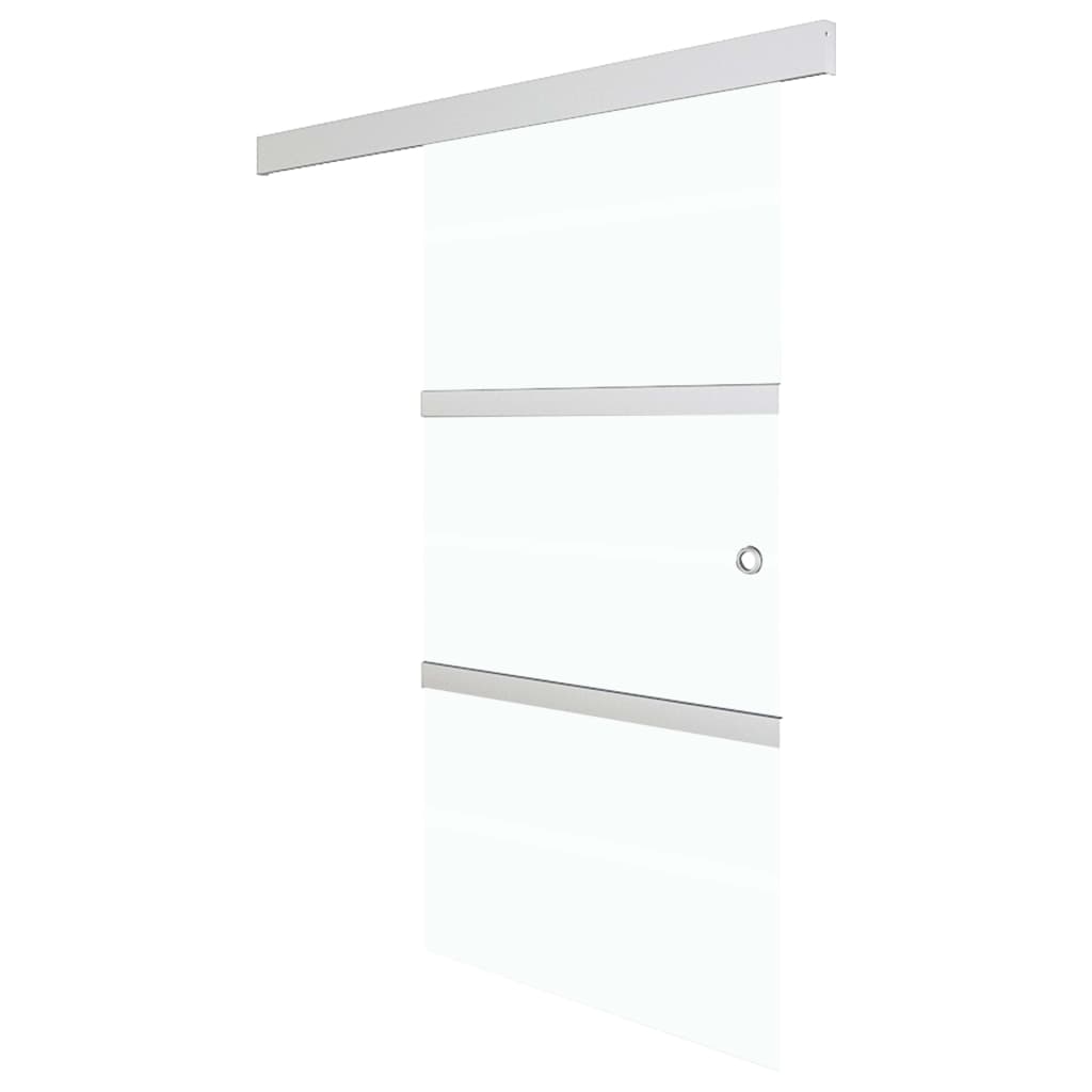 Porta Scorrevole in Vetro ESG e Alluminio 90x205cm Argento - homemem39