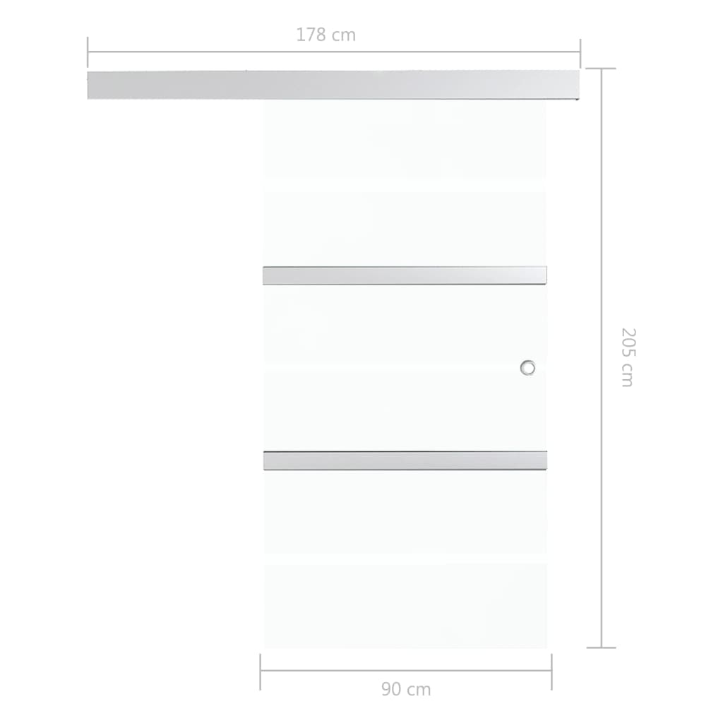 Porta Scorrevole con Fermi in Vetro ESG e Alluminio 90x205 cm - homemem39