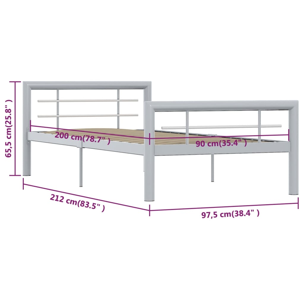 Giroletto Grigio e Bianco in Metallo 90x200 cm - homemem39