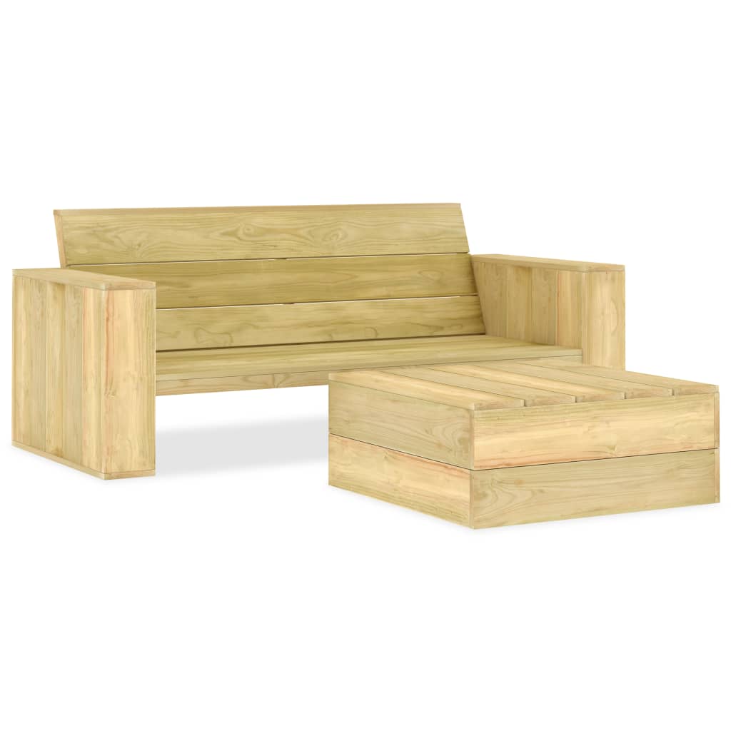 Set Divani da Giardino 2 pz in Legno di Pino Impregnato - homemem39