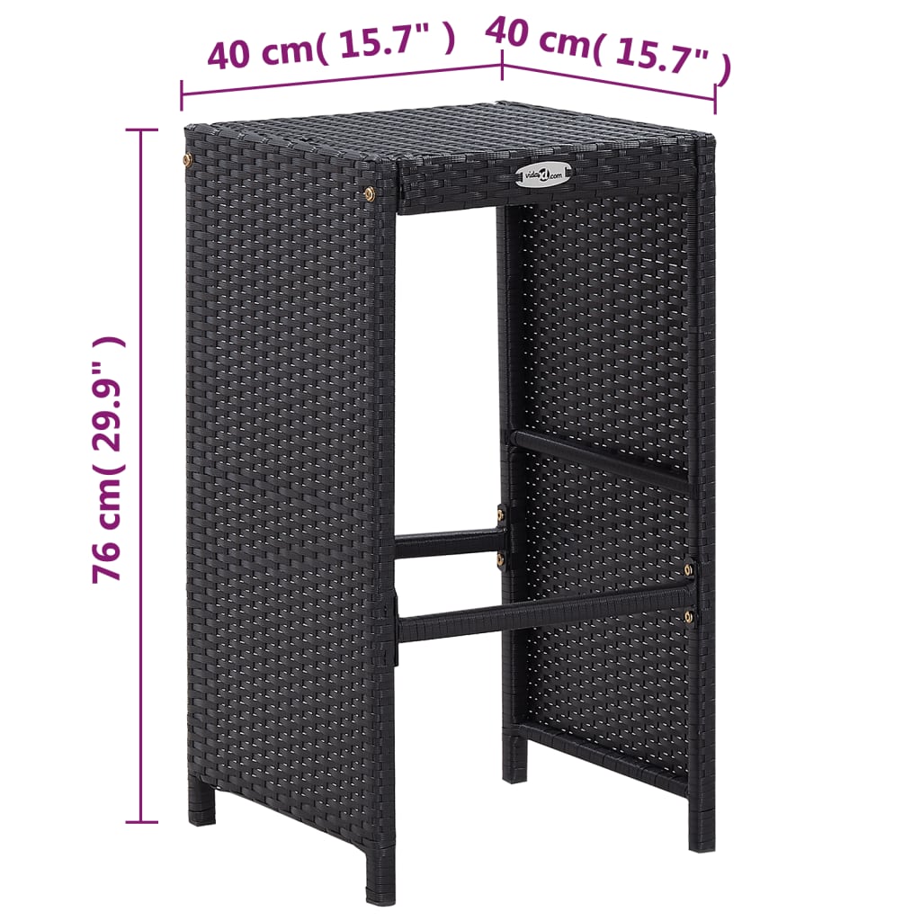 Set da Bar da Giardino 7 pz con Cuscini in Polyrattan Nero - homemem39