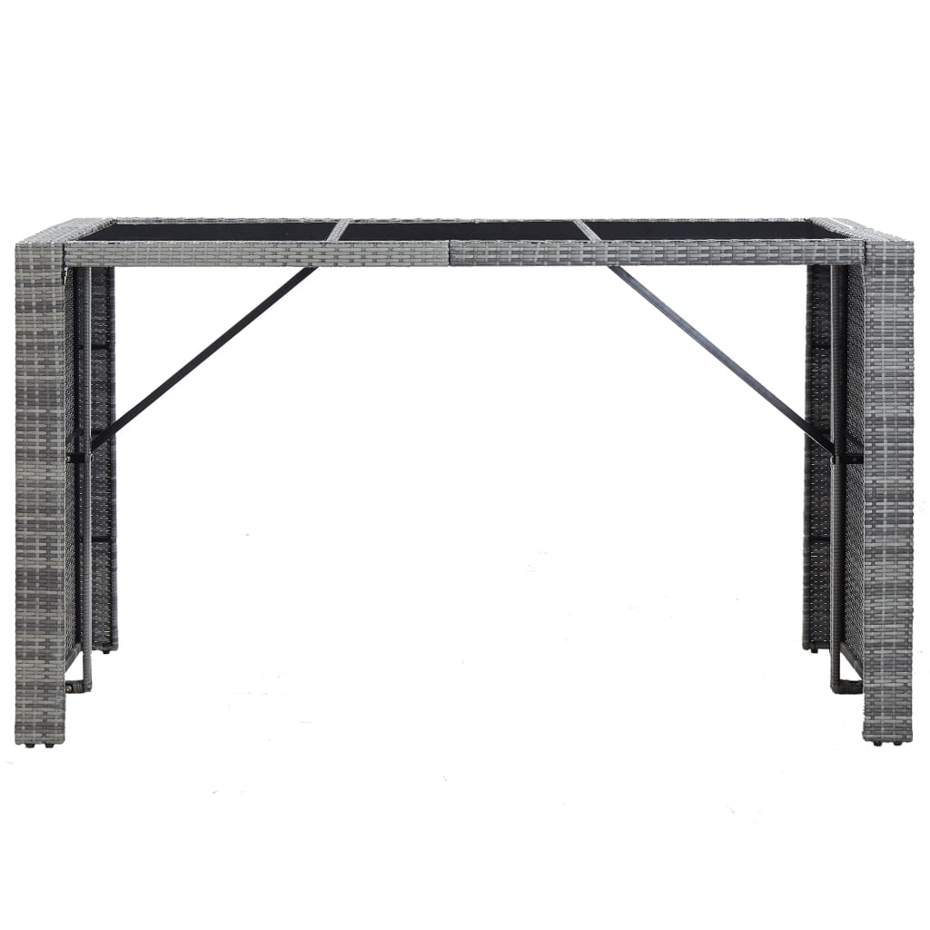 Set da Bar da Giardino 7 pz con Cuscini in Polyrattan Grigio - homemem39