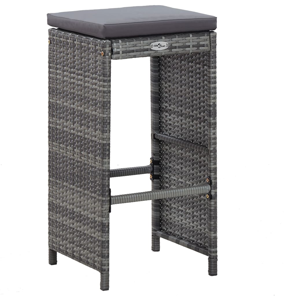 Set da Bar da Giardino 7 pz con Cuscini in Polyrattan Grigio - homemem39