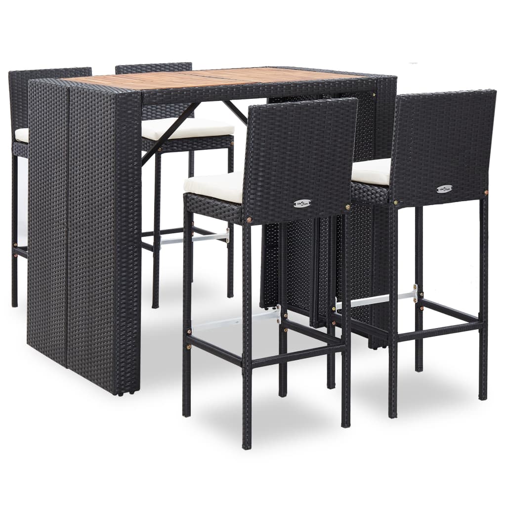 Set da Bar da Giardino 5 pz in Polyrattan e Massello d'Acacia - homemem39