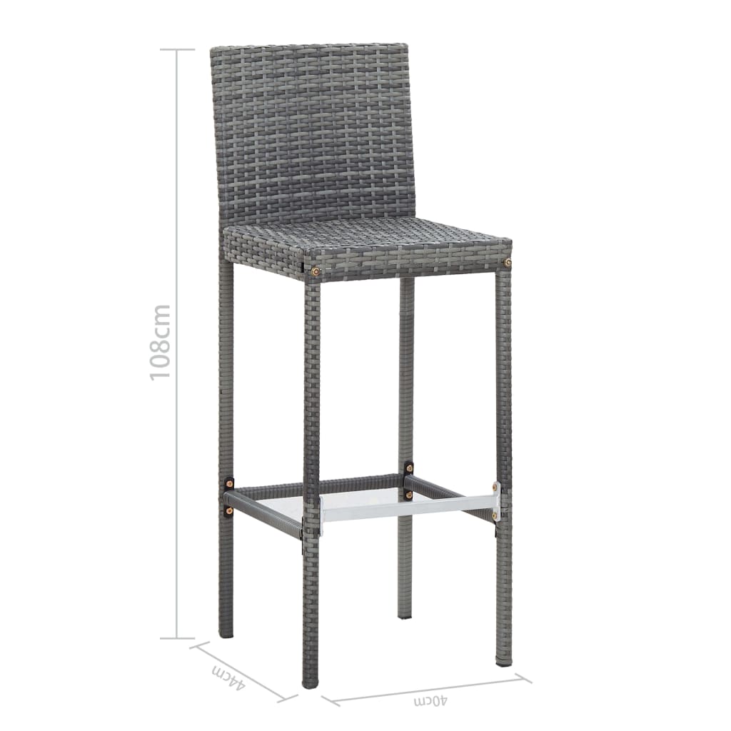 Set da Bar da Giardino 9 pz Polyrattan e Legno Acacia Grigio - homemem39