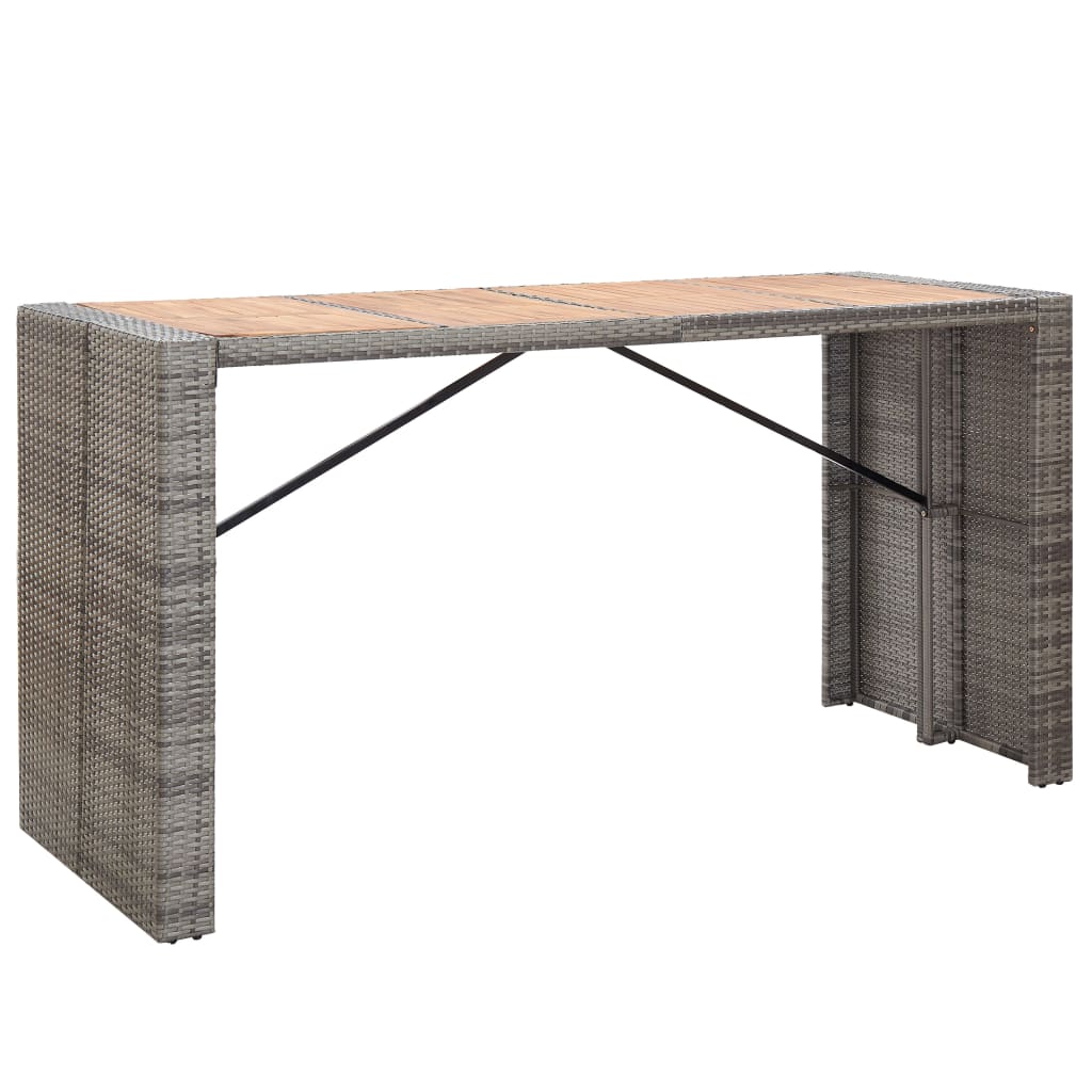 Set da Bar da Giardino 9 pz Polyrattan e Legno Acacia Grigio - homemem39