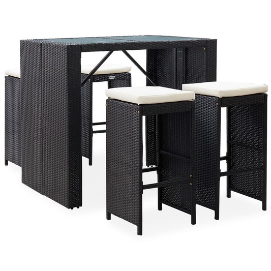 Set da Bar da Giardino 5 pz in Polyrattan e Vetro Nero - homemem39