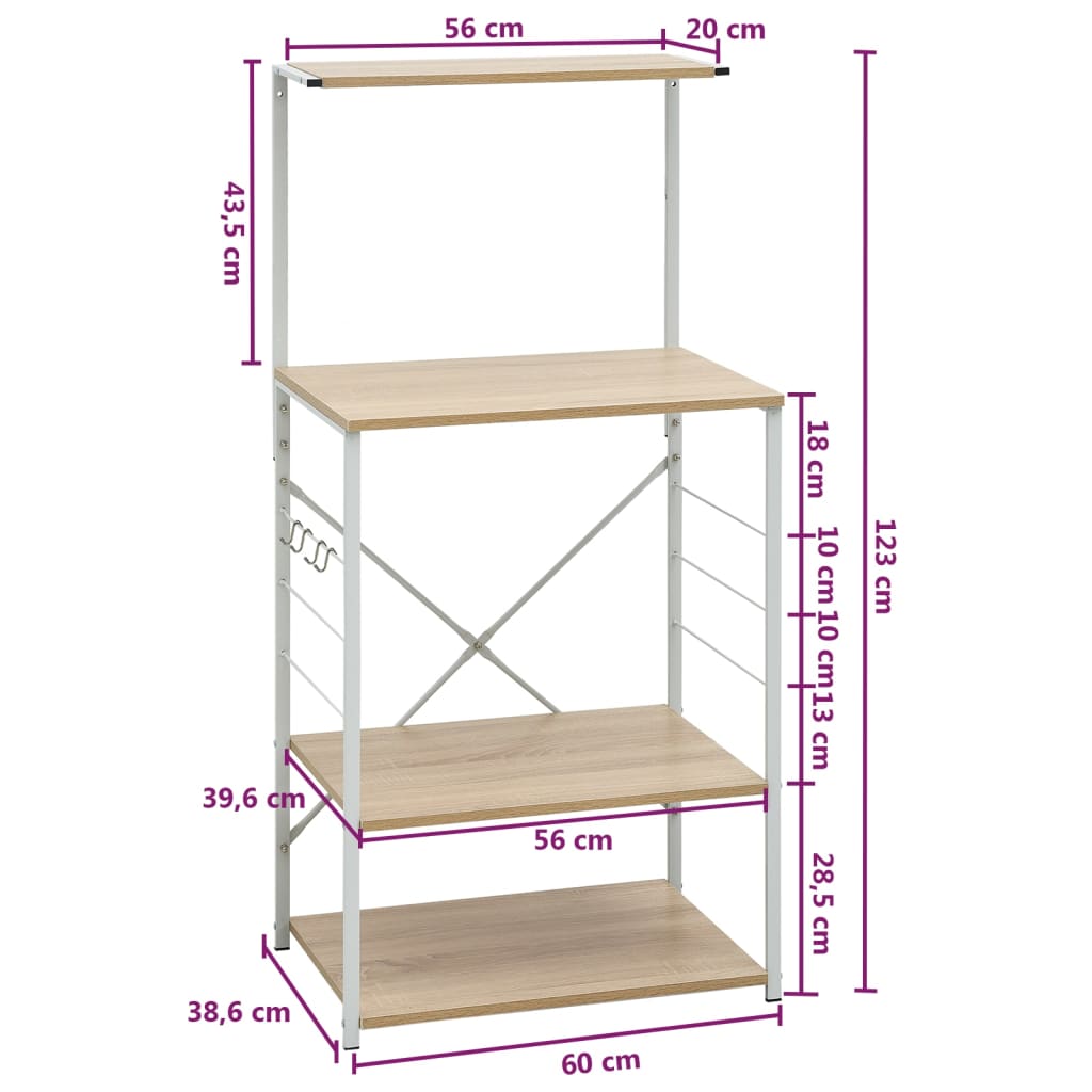 Mobile Microonde Bianco Rovere 60x39,6x123cm Legno Multistrato - homemem39