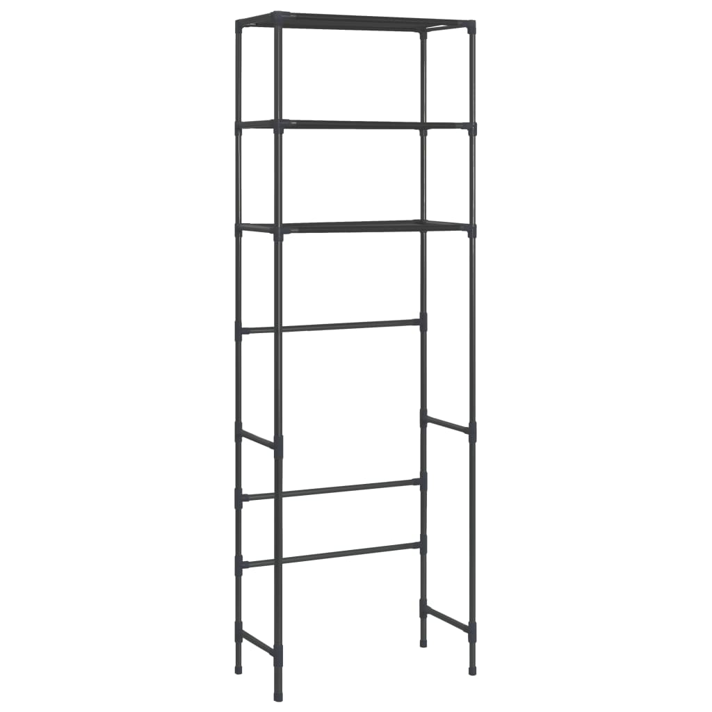 Scaffale per Bagno con 3 Ripiani Nero 53x28x169 cm - homemem39