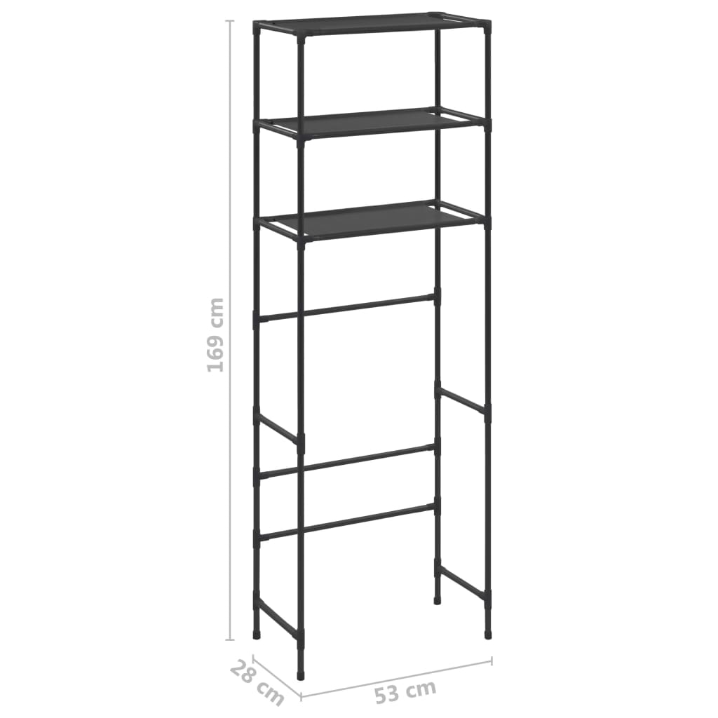 Scaffale per Bagno con 3 Ripiani Nero 53x28x169 cm - homemem39