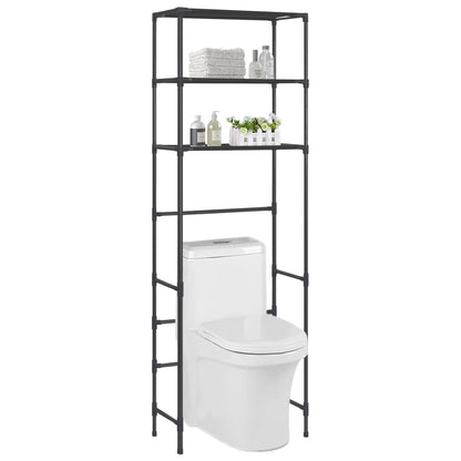 Scaffale per Bagno con 3 Ripiani Nero 53x28x169 cm - homemem39