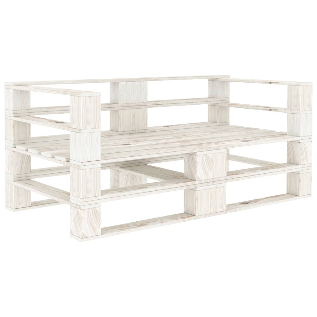 Divano da Giardino a Pallet 2 Posti Bianco in Legno - homemem39