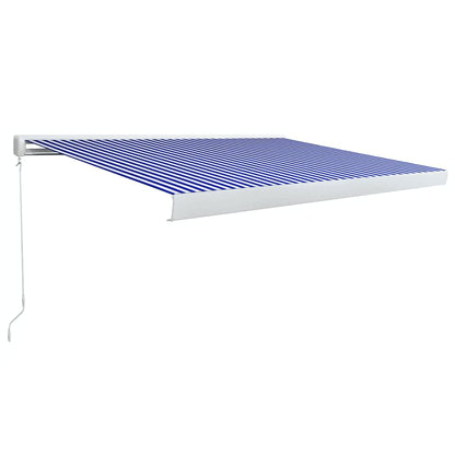 Tenda a Cassonetto Manuale 400x300 cm Blu e Bianca - homemem39