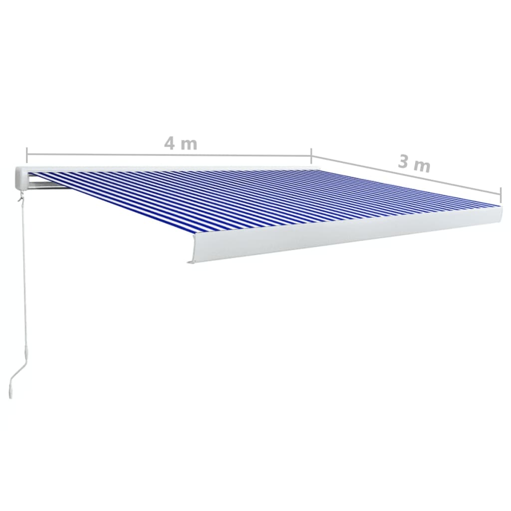 Tenda a Cassonetto Manuale 400x300 cm Blu e Bianca - homemem39