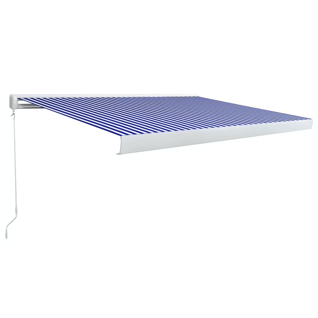 Tenda a Cassonetto Manuale 450x300 cm Blu e Bianca - homemem39