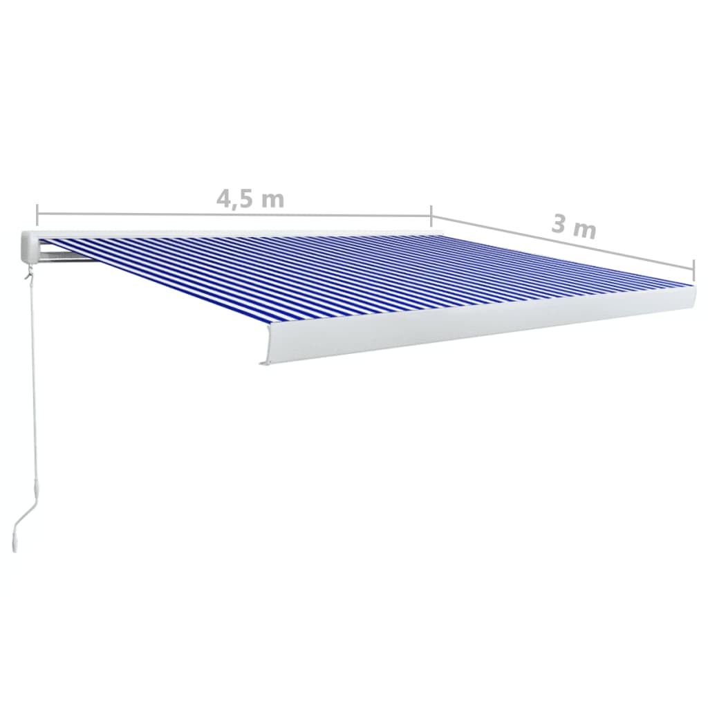 Tenda a Cassonetto Manuale 450x300 cm Blu e Bianca - homemem39