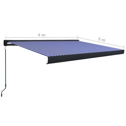 Tenda a Cassonetto Manuale 400x300 cm Blu e Bianca - homemem39