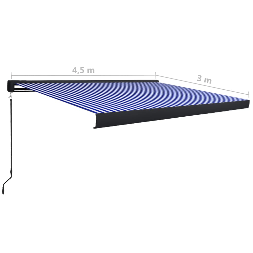 Tenda a Cassonetto Manuale 450x300 cm Blu e Bianca - homemem39