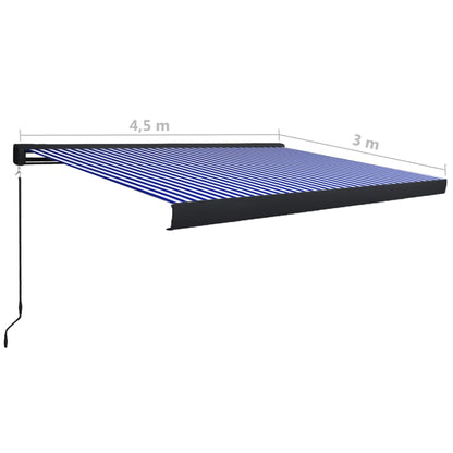 Tenda a Cassonetto Manuale 450x300 cm Blu e Bianca - homemem39