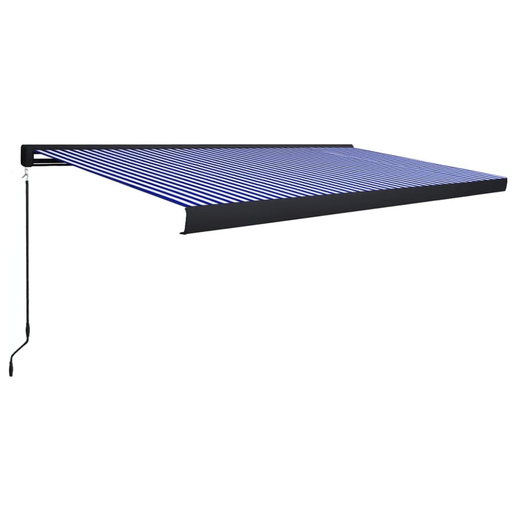 Tenda a Cassonetto Manuale 500x300 cm Blu e Bianca - homemem39