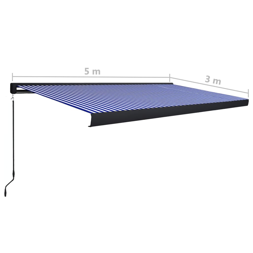 Tenda a Cassonetto Manuale 500x300 cm Blu e Bianca - homemem39