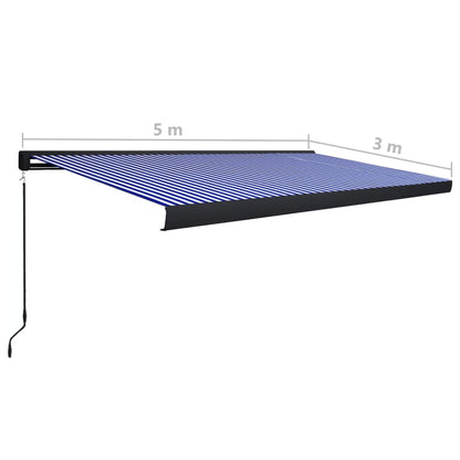 Tenda a Cassonetto Manuale 500x300 cm Blu e Bianca - homemem39