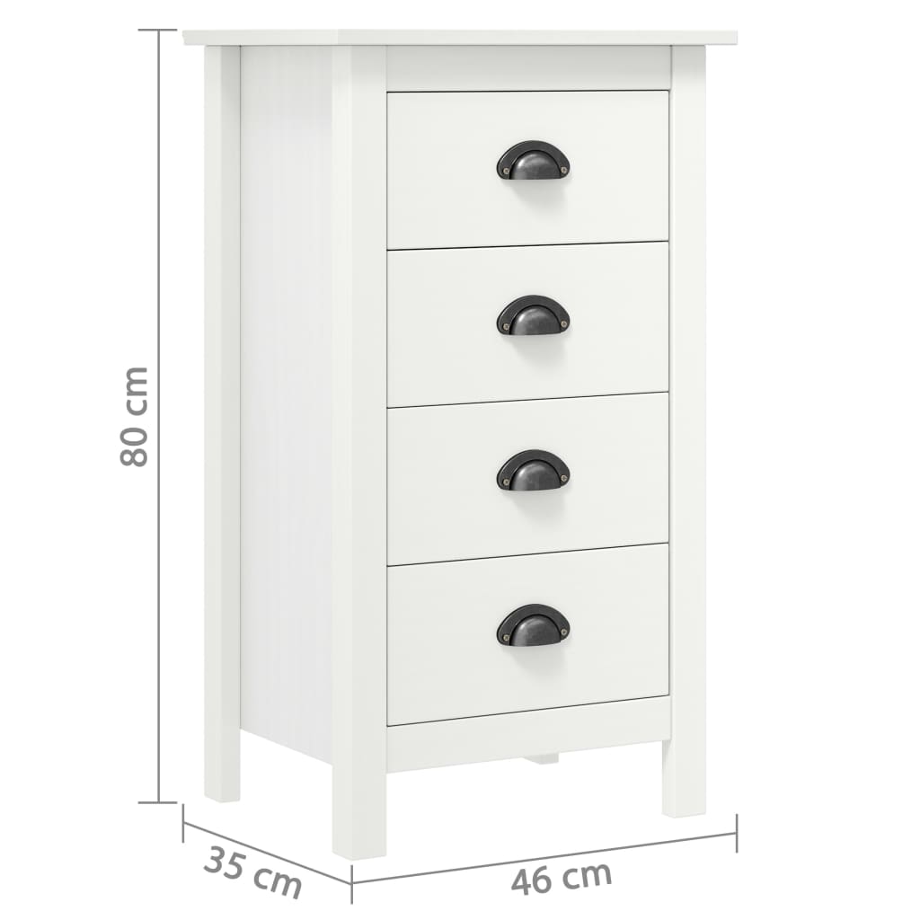 Credenza Hill Bianca 46x35x80 cm in Legno Massello di Pino - homemem39