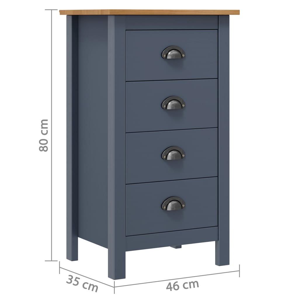 Credenza Hill Grigia 46x35x80 cm in Legno Massello di Pino - homemem39