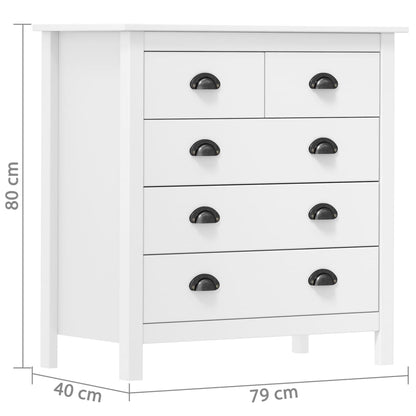 Credenza Hill Bianca 79x40x80 cm in Legno Massello di Pino - homemem39