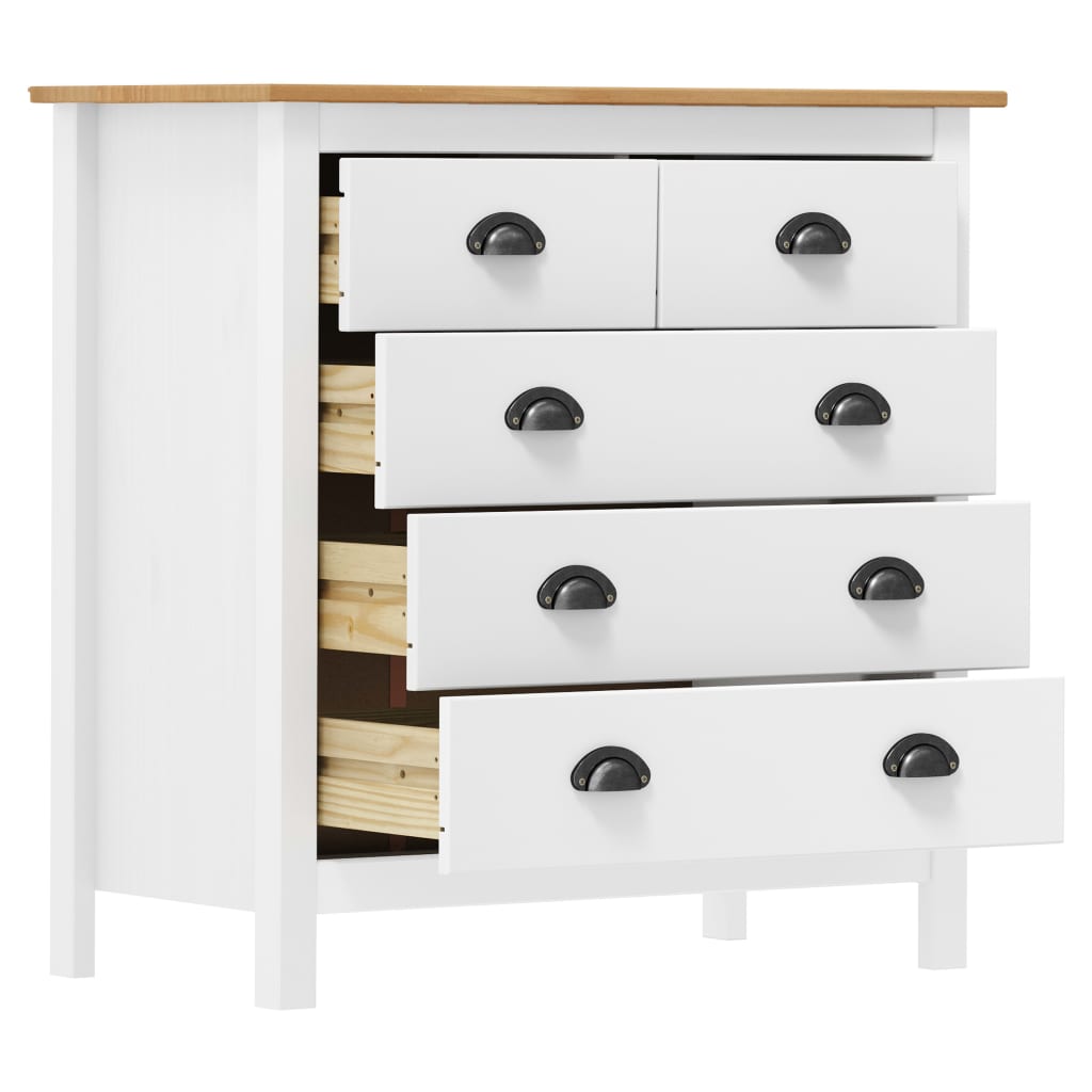 Credenza Hill Bianca 79x40x80 cm in Legno Massello di Pino - homemem39