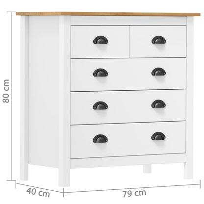 Credenza Hill Bianca 79x40x80 cm in Legno Massello di Pino - homemem39