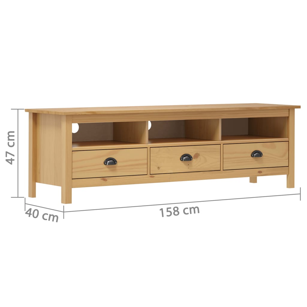 Mobile Porta TV Hill Marrone Miele 158x40x47cm Legno Pino - homemem39