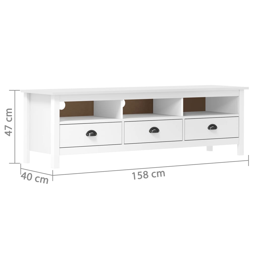 Mobile Porta TV Hill Bianco 158x40x47 cm in Legno di Pino - homemem39