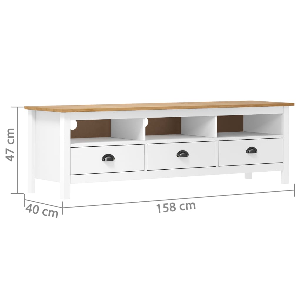 Mobile Porta TV Hill Bianco 158x40x47 cm in Legno di Pino - homemem39