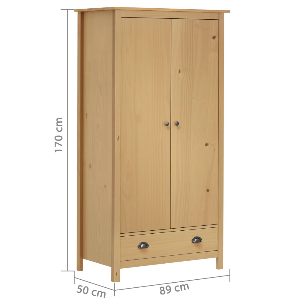 Armadio a 2 Ante Hill 89x50x170 cm Legno Massello di Pino - homemem39