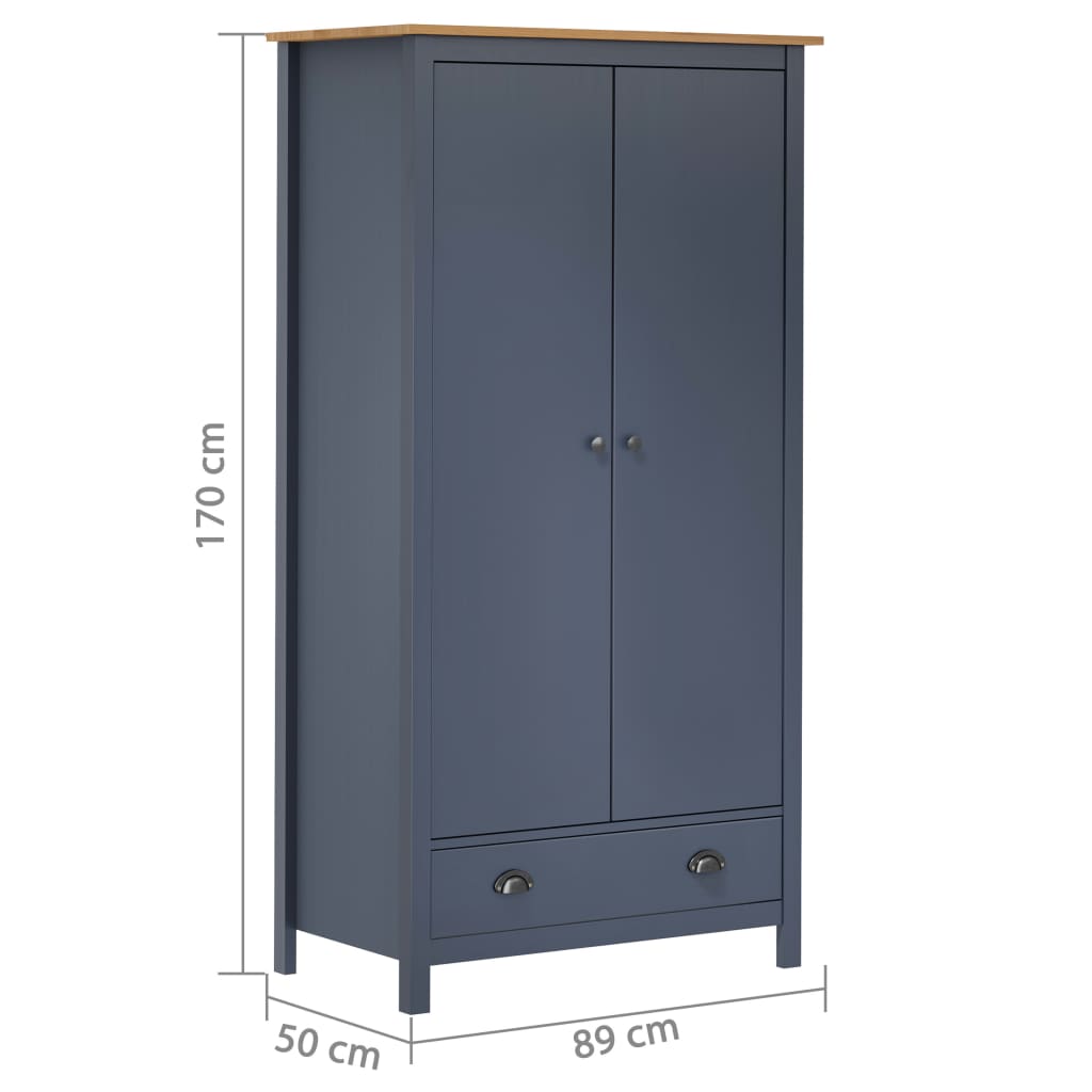 Armadio a 2 Ante Hill Grigio 89x50x170 cm in Legno di Pino - homemem39