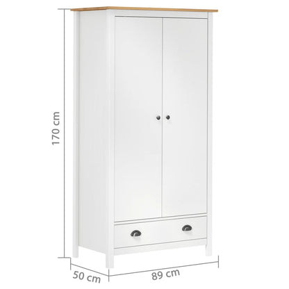 Armadio a 2 Ante Hill Bianco 89x50x170cm in Legno di Pino - homemem39