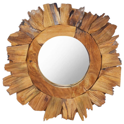 Specchio da Parete 40 cm in Legno di Teak Rotondo - homemem39