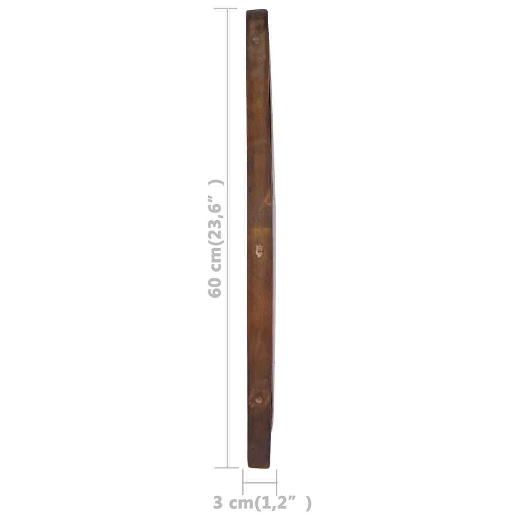 Specchio da Parete 60 cm in Legno di Teak Rotondo - homemem39