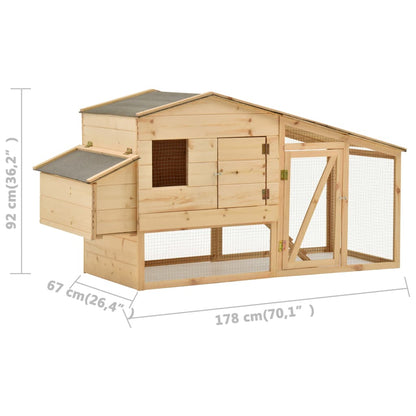 Pollaio in Legno Massello di Pino 178x67x92 cm - homemem39