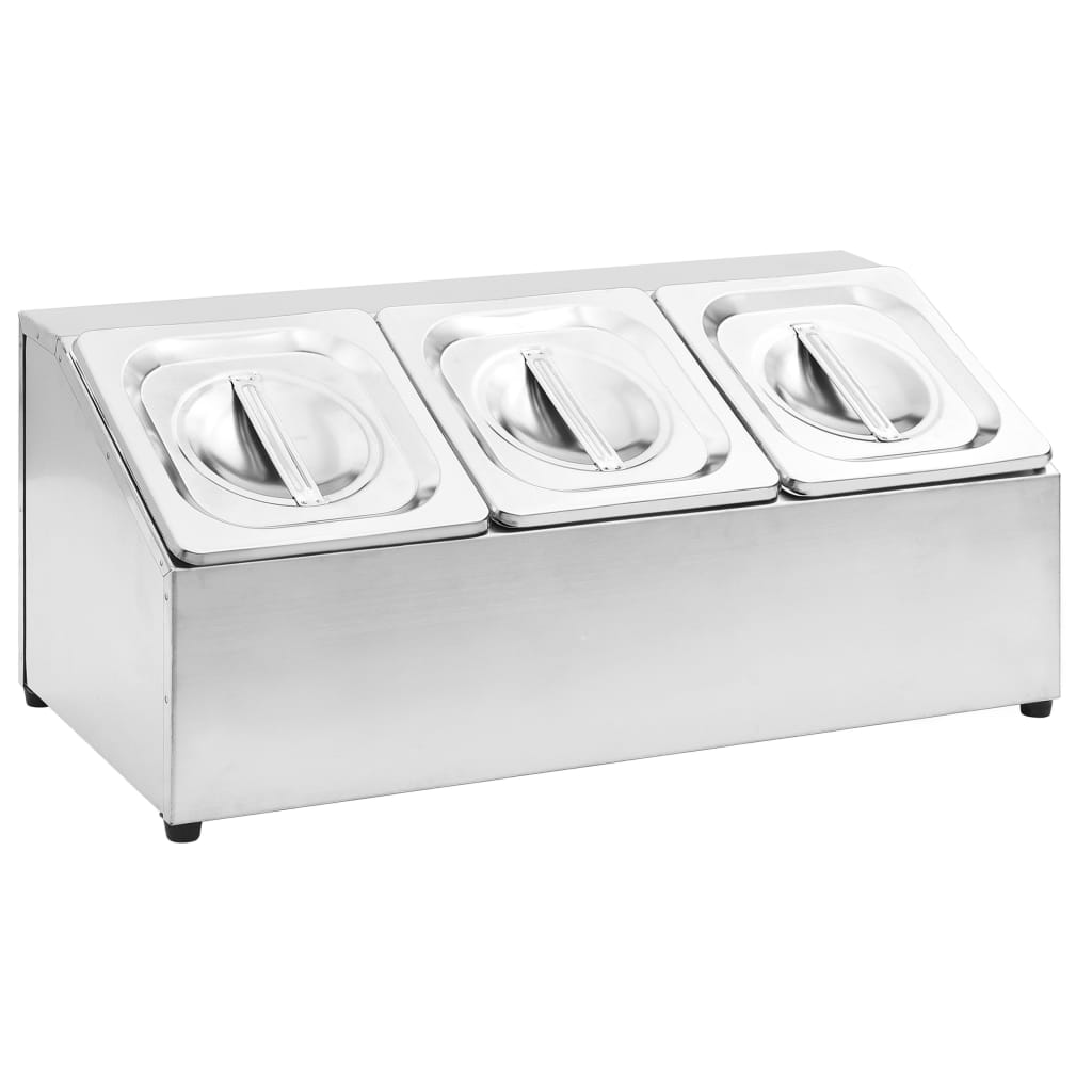 Supporto Gastronorm con 3 Contenitori GN 1/6 in Acciaio Inox - homemem39