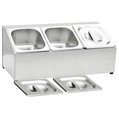 Supporto Gastronorm con 3 Contenitori GN 1/6 in Acciaio Inox - homemem39