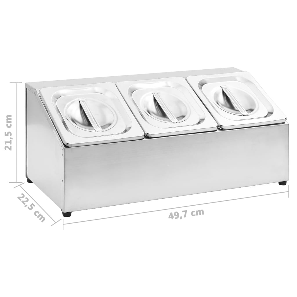 Supporto Gastronorm con 3 Contenitori GN 1/6 in Acciaio Inox - homemem39