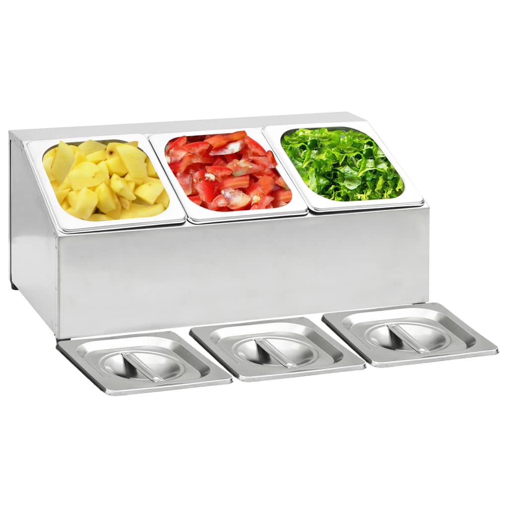 Supporto Gastronorm con 3 Contenitori GN 1/6 in Acciaio Inox - homemem39